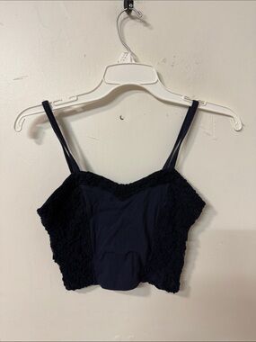 Hollister Navy Blue Lace-Trim Crop Top